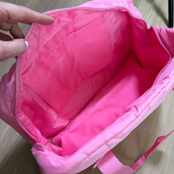 NWT Victoria's Secret PINK Bright Pink Quilted Duffle Tote Bag - Picture 4 of 10